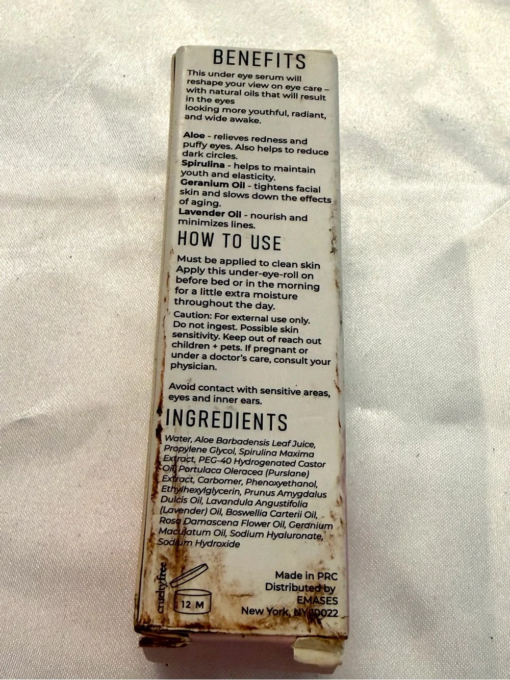 Emases Skincare Lavender Eye Serum Brand New In Box 10 ml MSRP $42 Damaged Box